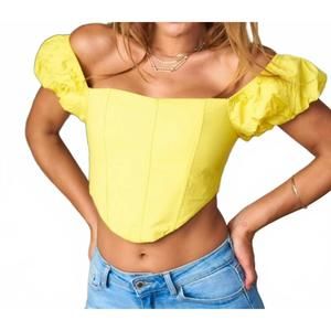 NEW I TOO yvonne off the shoulder crop top in yellow